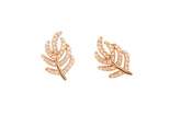 Fashionable Design Leaf Rose Gold 925 Sterling Silver Earrings studded with CZ